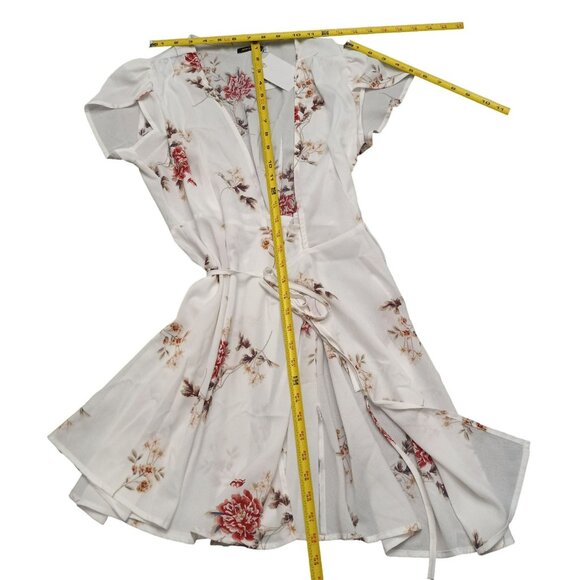 Jahan's Premium Dress Womens Large Floral White Beach Floral Summer V Neck NWT - Picture 9 of 11